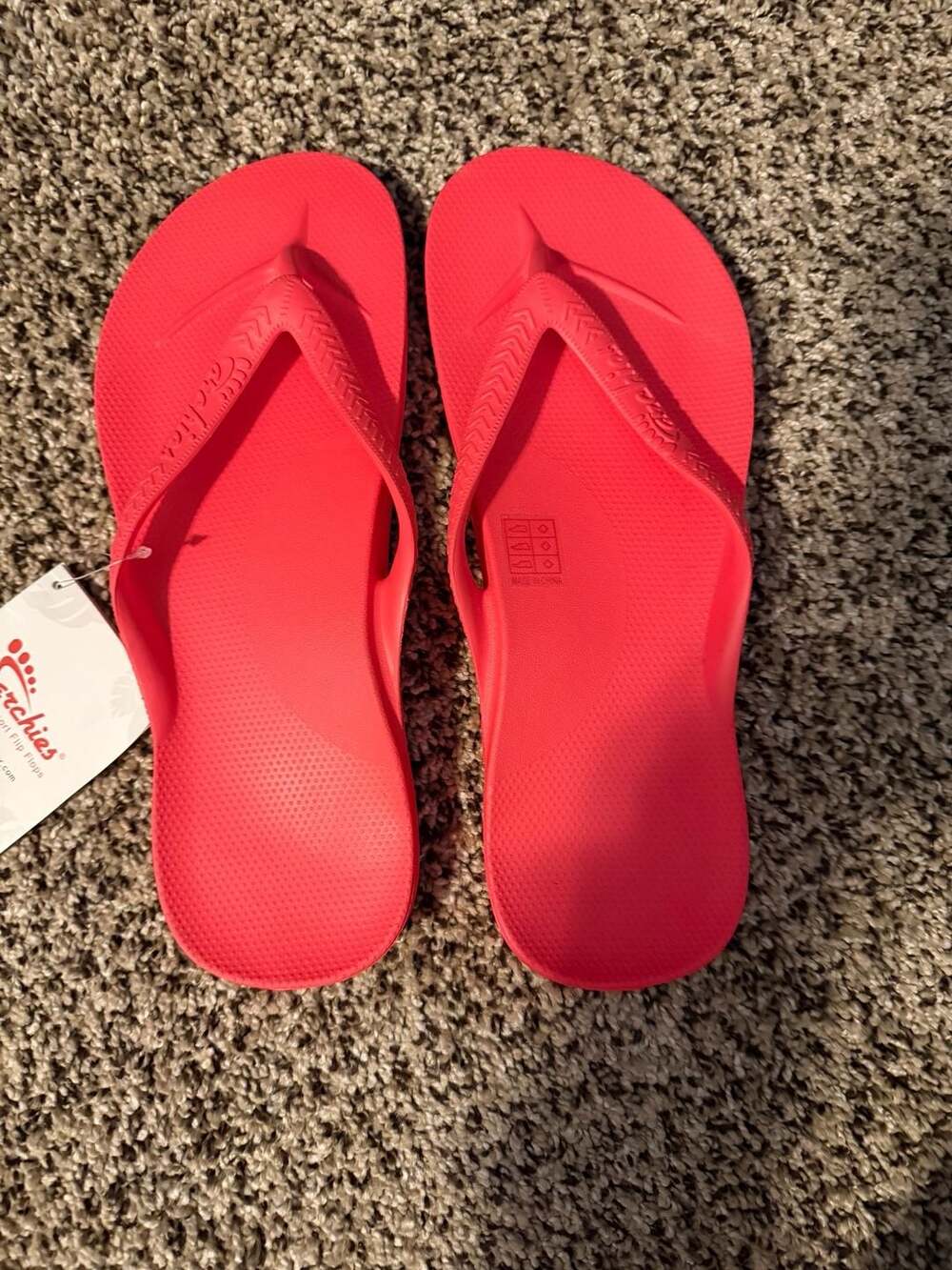 Archies Arch Support Flip Flops Red Mens 10 Womens 11

Color is CORAL